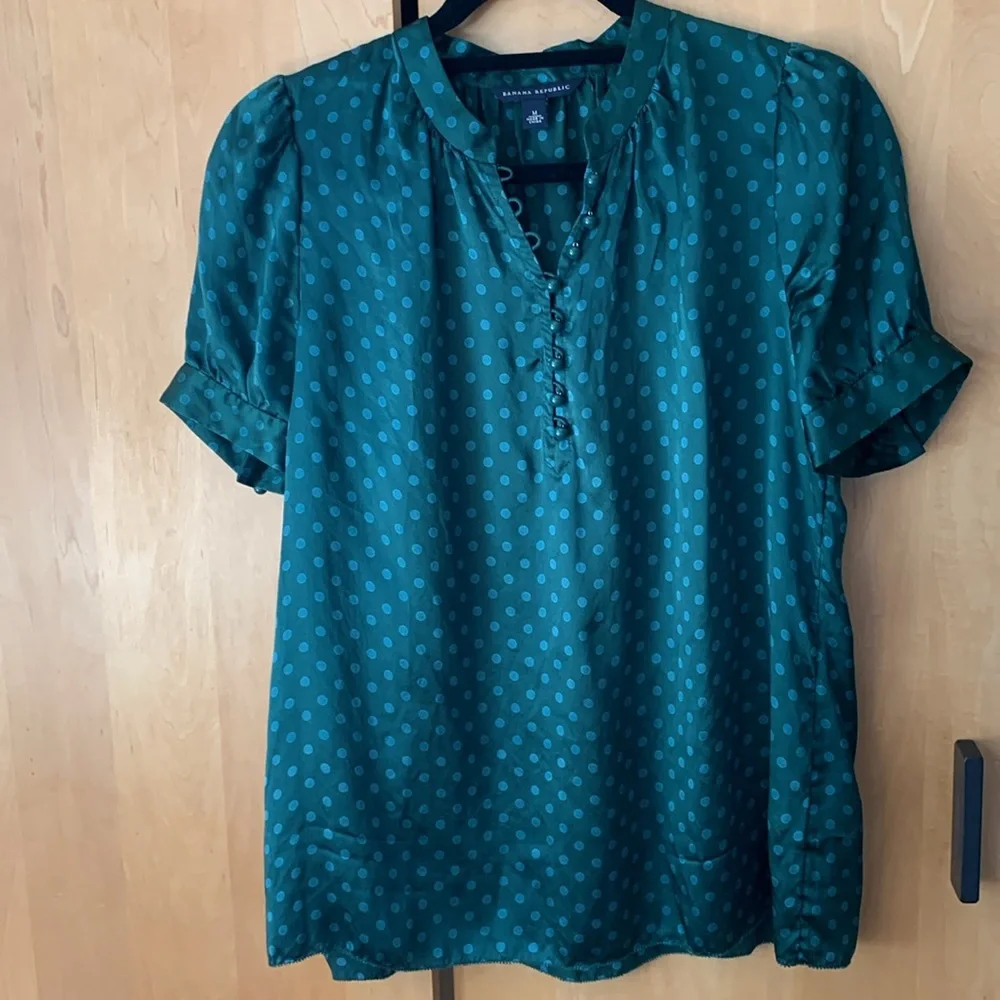 Banana Republic Teal Green Polka Dot Blouse